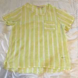 Christian Siriano 100% linen shirt, size small, yellow and white striped G